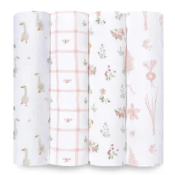 Aden + Anais Essentials Cotton Muslin Swaddle Blanket 4 pk - Country Floral