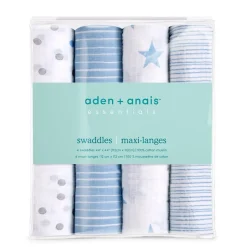 Aden + Anais Essentials Cotton Muslin Swaddle Blanket 4 pk - Dapper