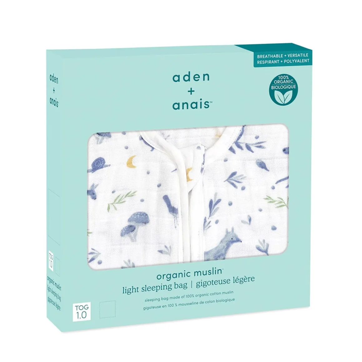 Aden + Anais Organic Cotton Sleeping Bag - Outdoors Sleepy Forest (18-36 months)