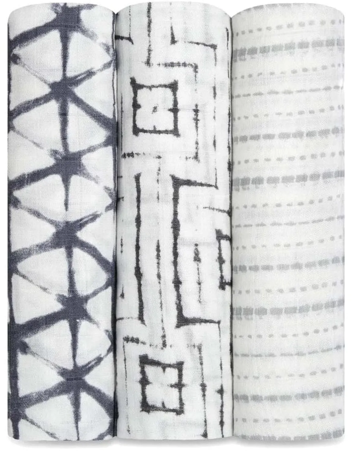 Aden + Anais Silky Soft Swaddles, 3 Pack - Pebble Shibori
