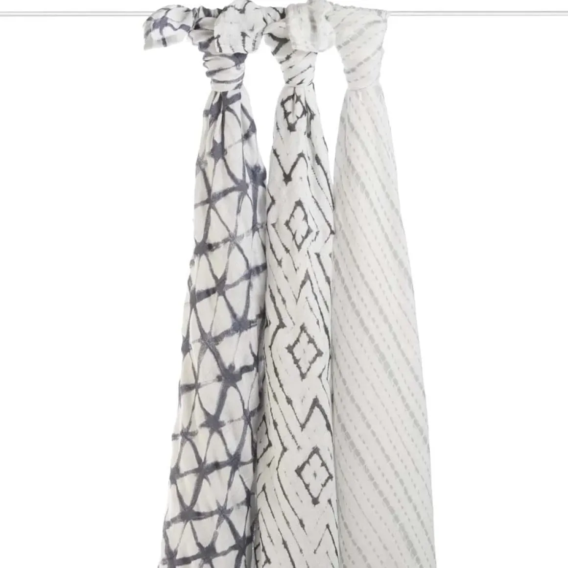 Aden + Anais Silky Soft Swaddles, 3 Pack - Pebble Shibori