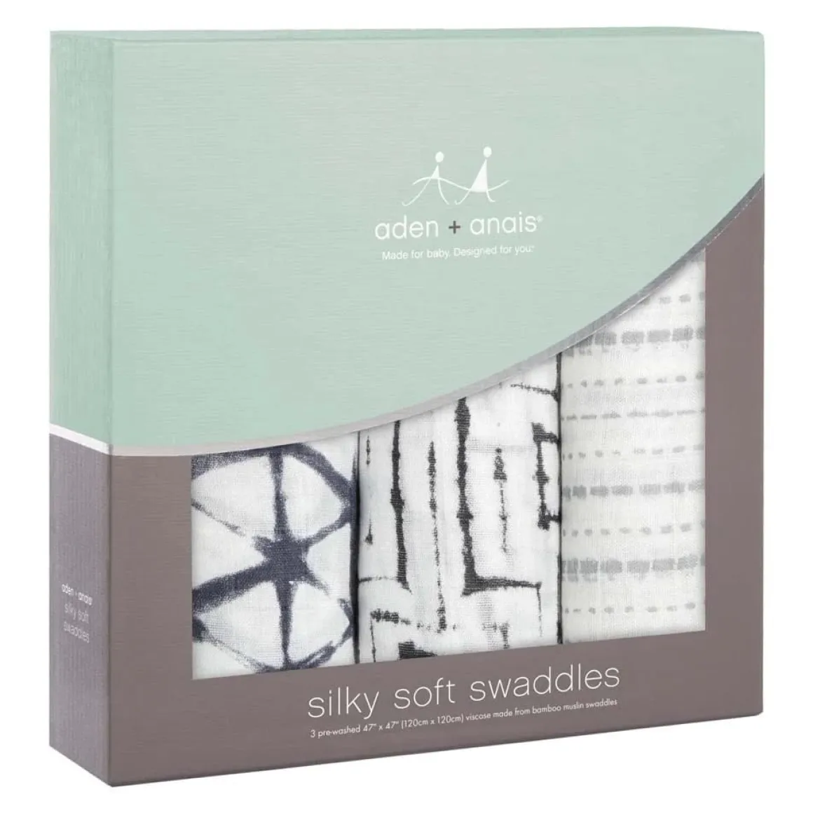 Aden + Anais Silky Soft Swaddles, 3 Pack - Pebble Shibori