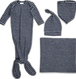 Aden + Anais Snuggle Knit Newborn Gift Set - Navy Stripe