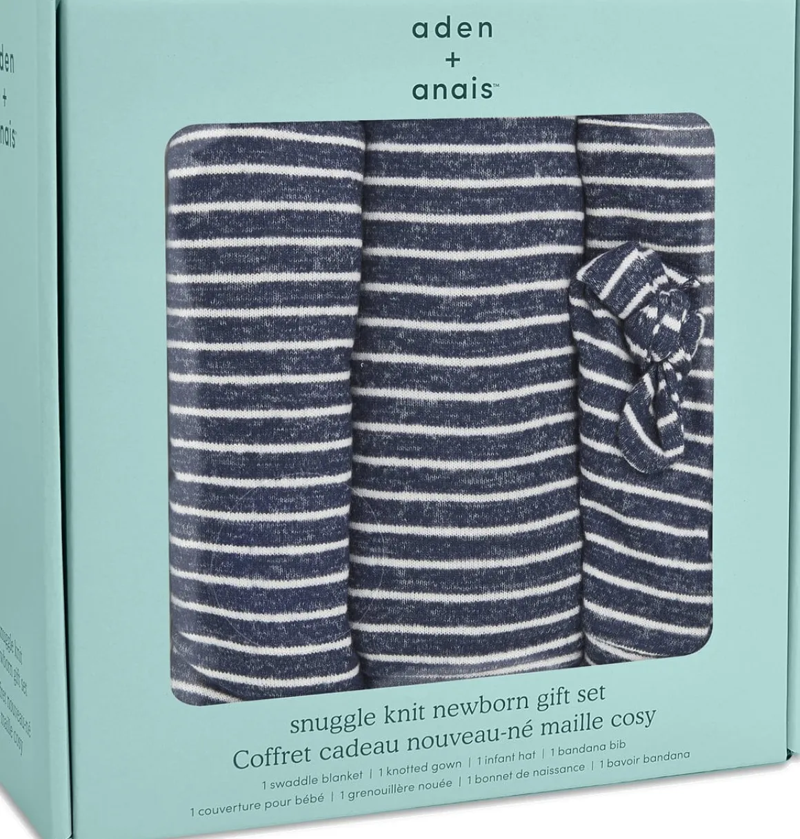 Aden + Anais Snuggle Knit Newborn Gift Set - Navy Stripe