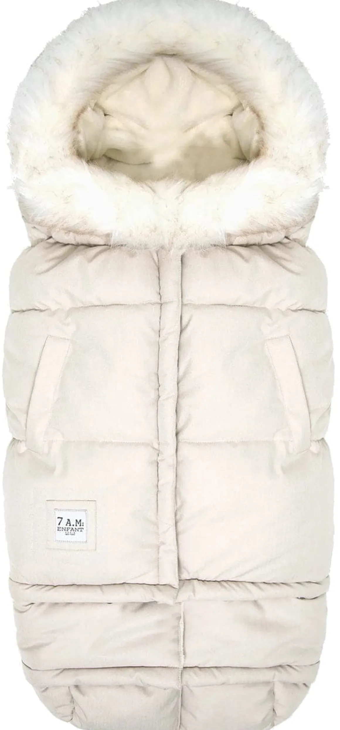 7AM Enfant Blanket 212 Evolution Tundra Footmuff - Heather Beige / White Faux Fur