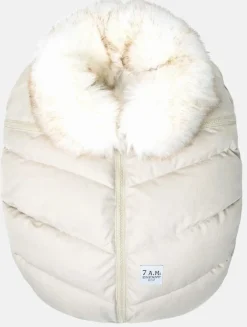 7AM Enfant Car Seat Cocoon Tundra - Heather Beige / White Faux Fur