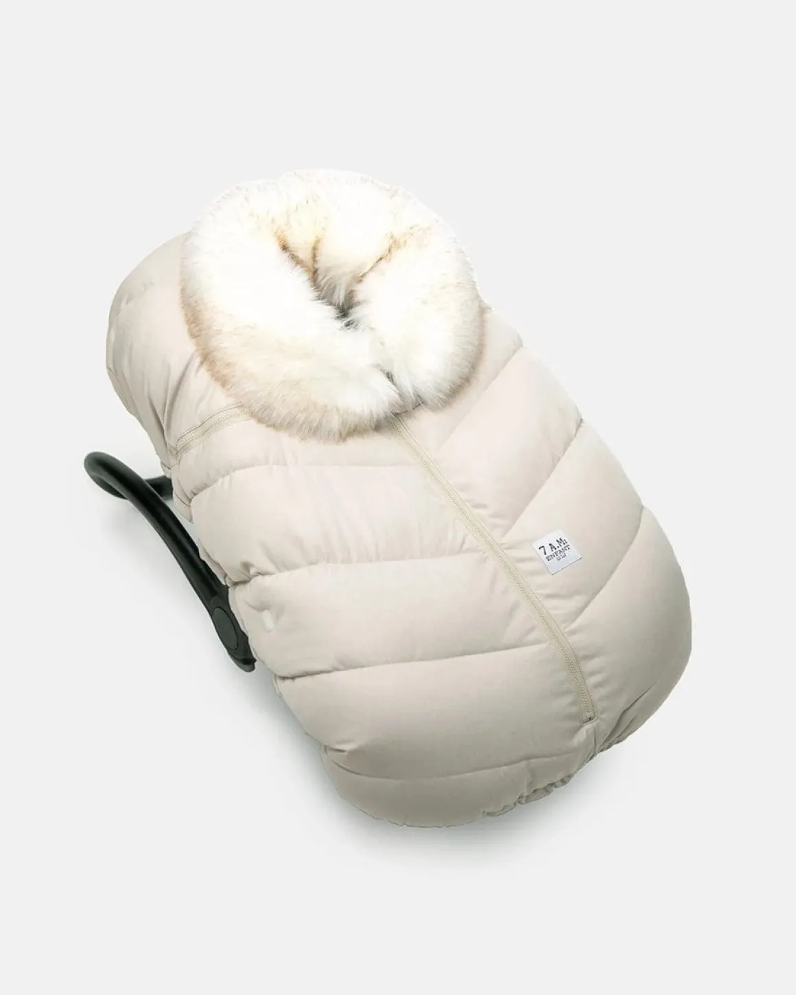 7AM Enfant Car Seat Cocoon Tundra - Heather Beige / White Faux Fur