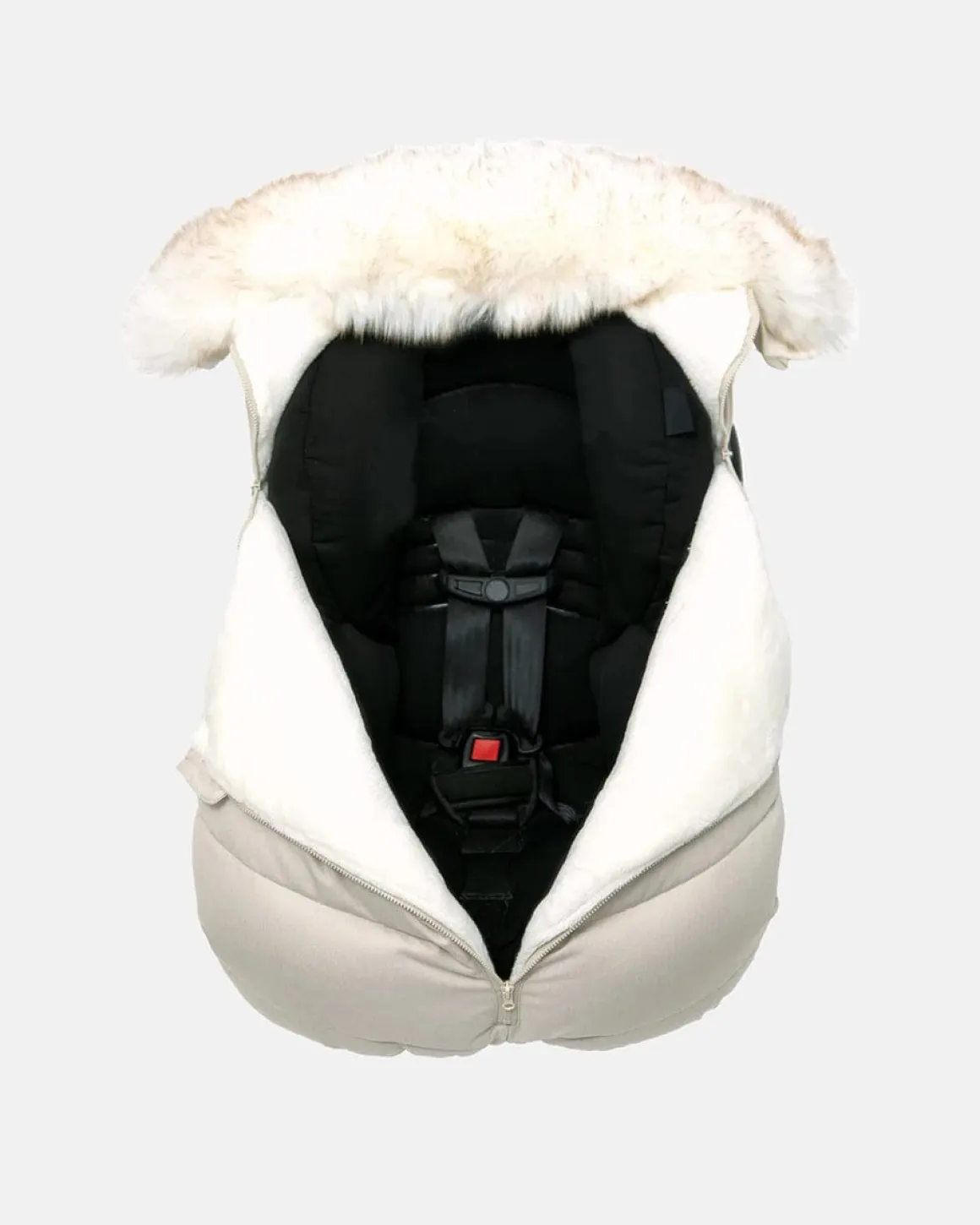 7AM Enfant Car Seat Cocoon Tundra - Heather Beige / White Faux Fur