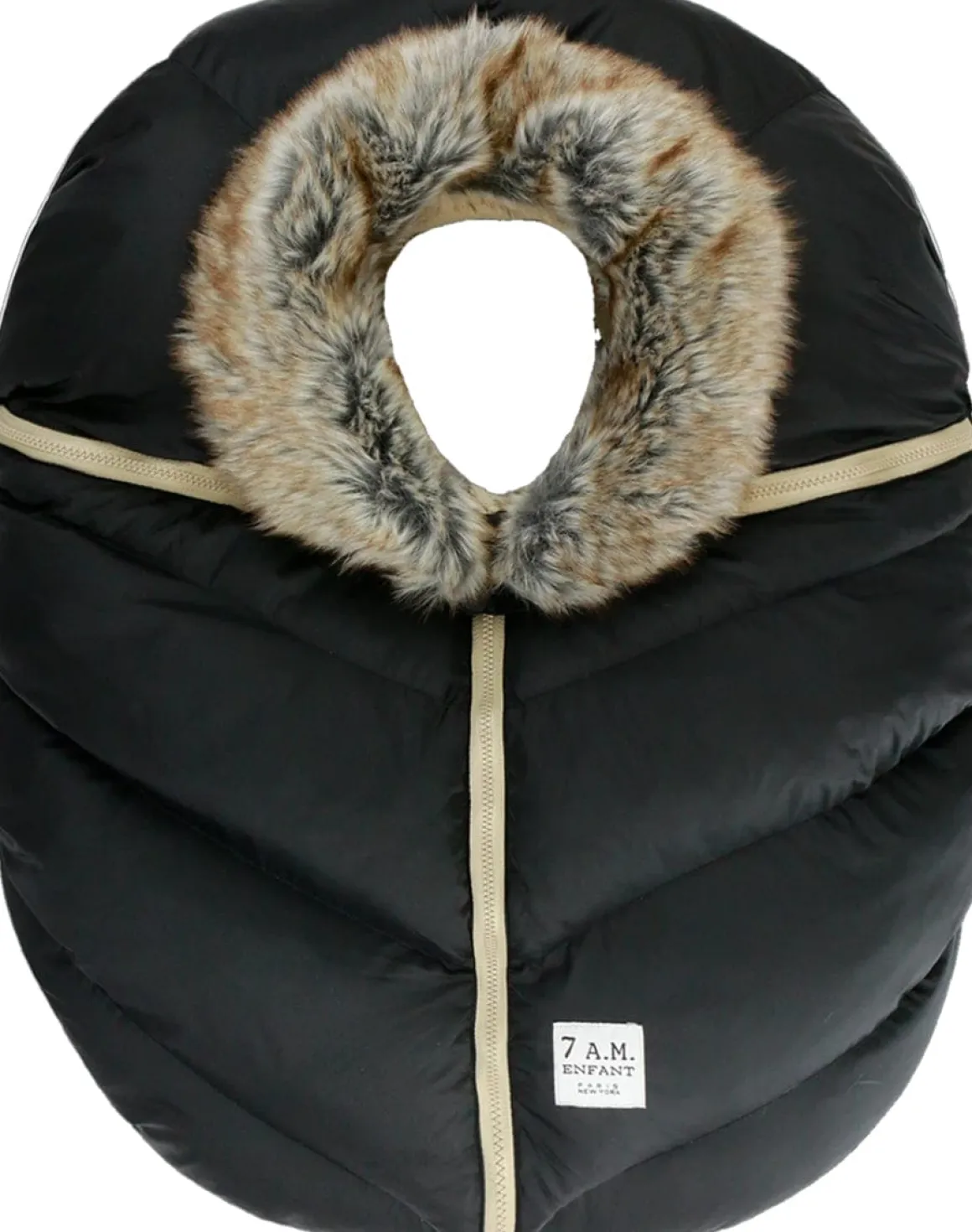 7AM Enfant Cocoon Car Seat Cover - Black Faux Fur