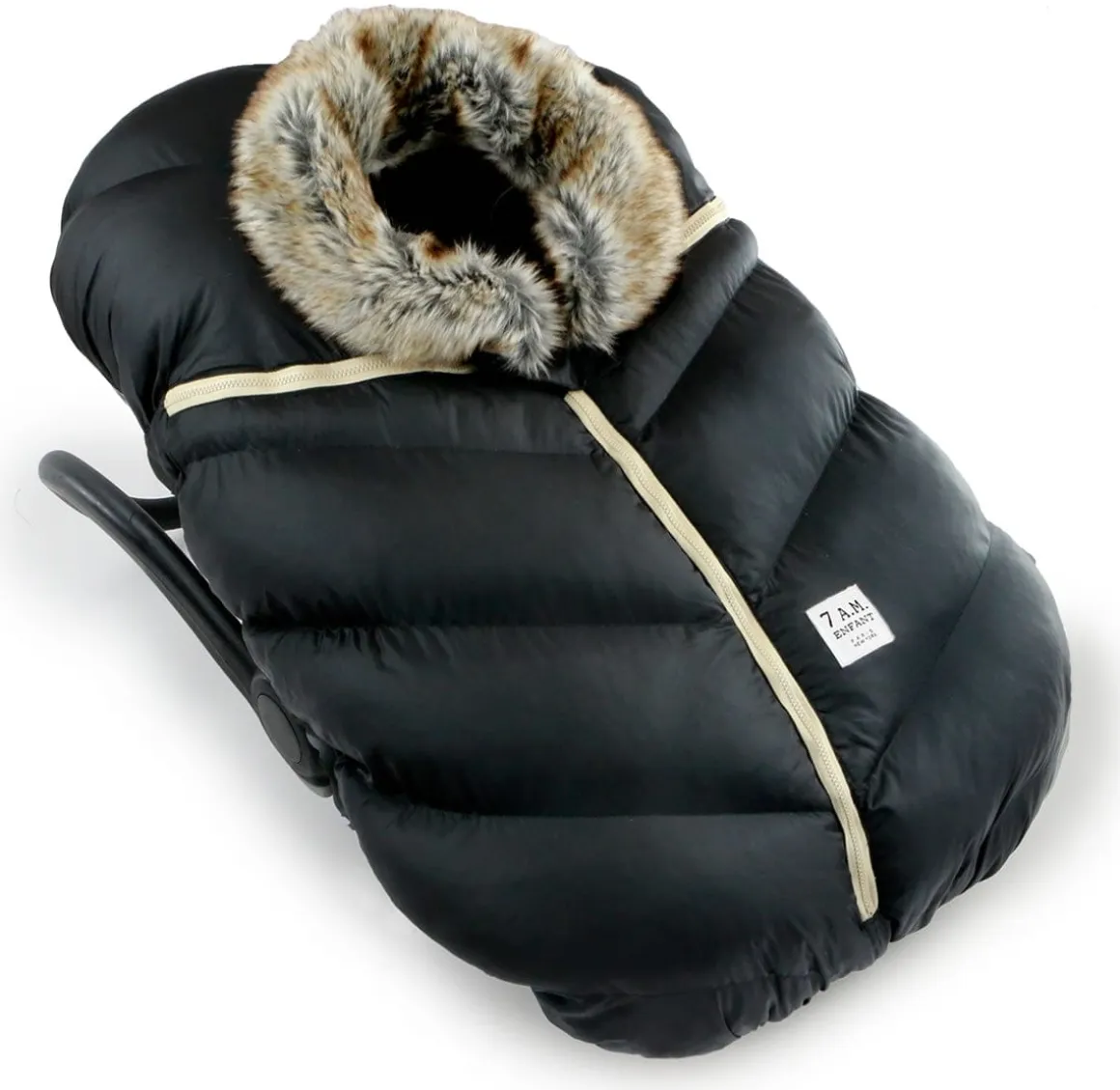 7AM Enfant Cocoon Car Seat Cover - Black Faux Fur
