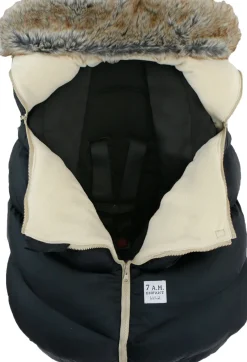 7AM Enfant Cocoon Car Seat Cover - Black Faux Fur