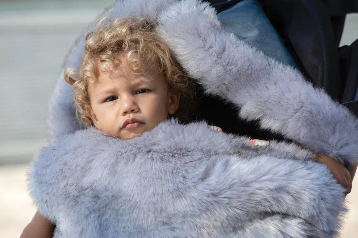 7AM Enfant Plushpod Footmuff - Tundra - Heather Grey Dark - Arctic Faux Fur (0-18m)