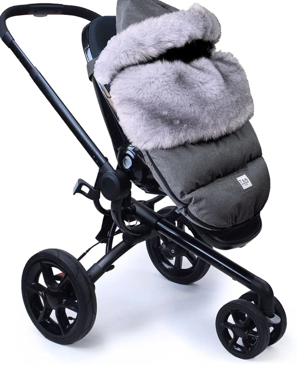 7AM Enfant Plushpod Footmuff - Tundra - Heather Grey Dark - Arctic Faux Fur (18m-3T)