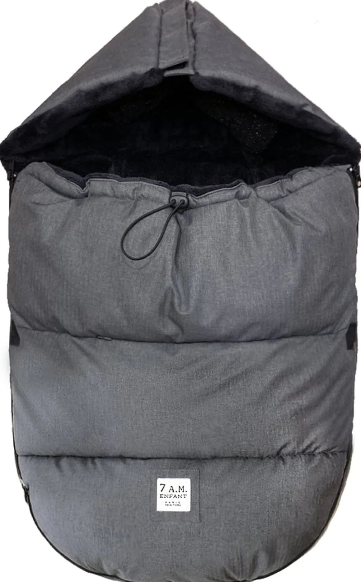 7AM Enfant Plushpod Footmuff - Tundra - Heather Grey Dark - Arctic Faux Fur (18m-3T)