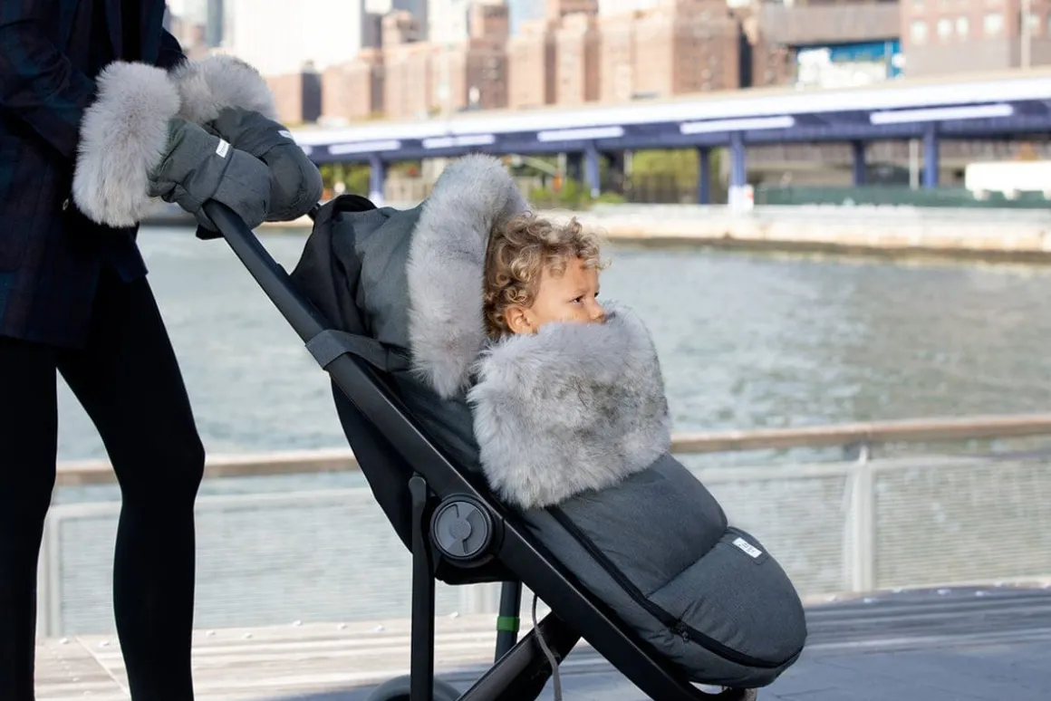 7AM Enfant Plushpod Footmuff - Tundra - Heather Grey Dark - Arctic Faux Fur (18m-3T)