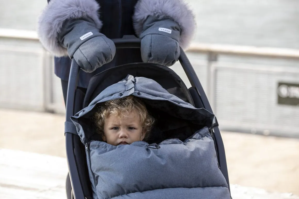 7AM Enfant Plushpod Footmuff - Tundra - Heather Grey Dark - Arctic Faux Fur (18m-3T)