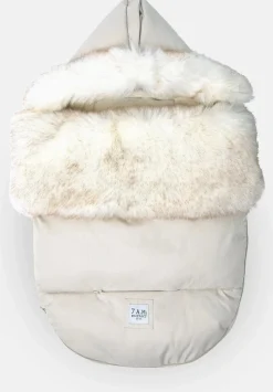 7AM Enfant Plushpod Footmuff - Tundra Heather Beige / White Faux Fur (0-18m)