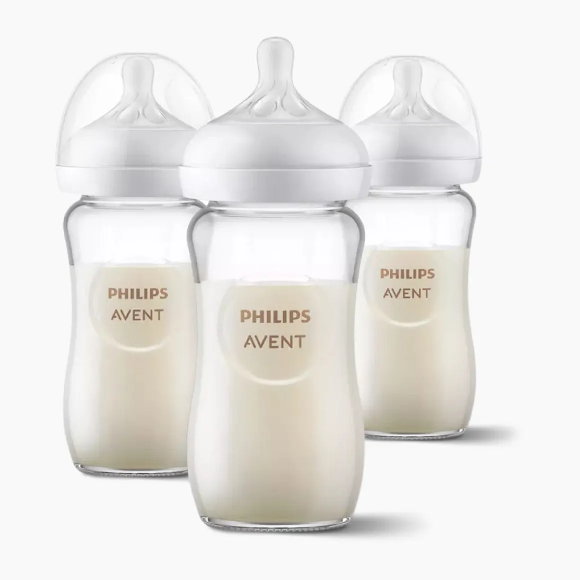 Avent Glass Natural Baby Bottle With Natural Response Nipple, 8oz, 3pk