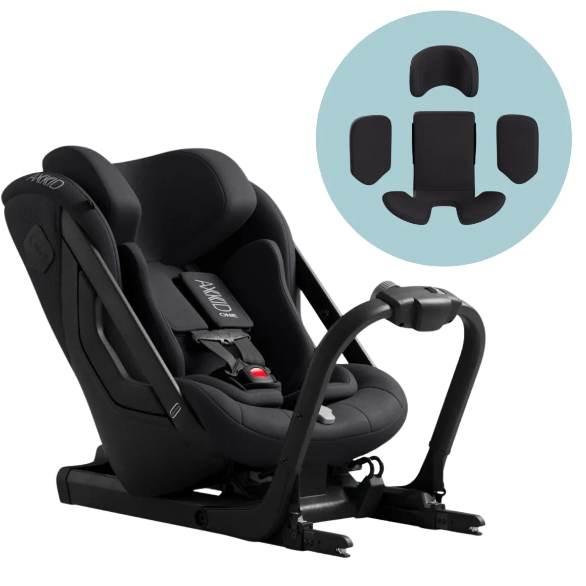 Axkid ONE 3 Extended Rear-Facing Car Seat + Infant Insert Bundle - Coastal Storm Black