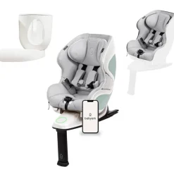 Babyark Smart Convertible Car Seat + Exta Cover + Cup Holder Foodie Bundle - Eggshell White / Glacier Ice