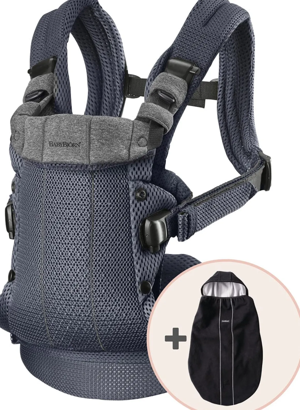 BabyBjörn Baby Carrier Harmony, 3D Mesh + Cover Bundle - Anthracite / Black