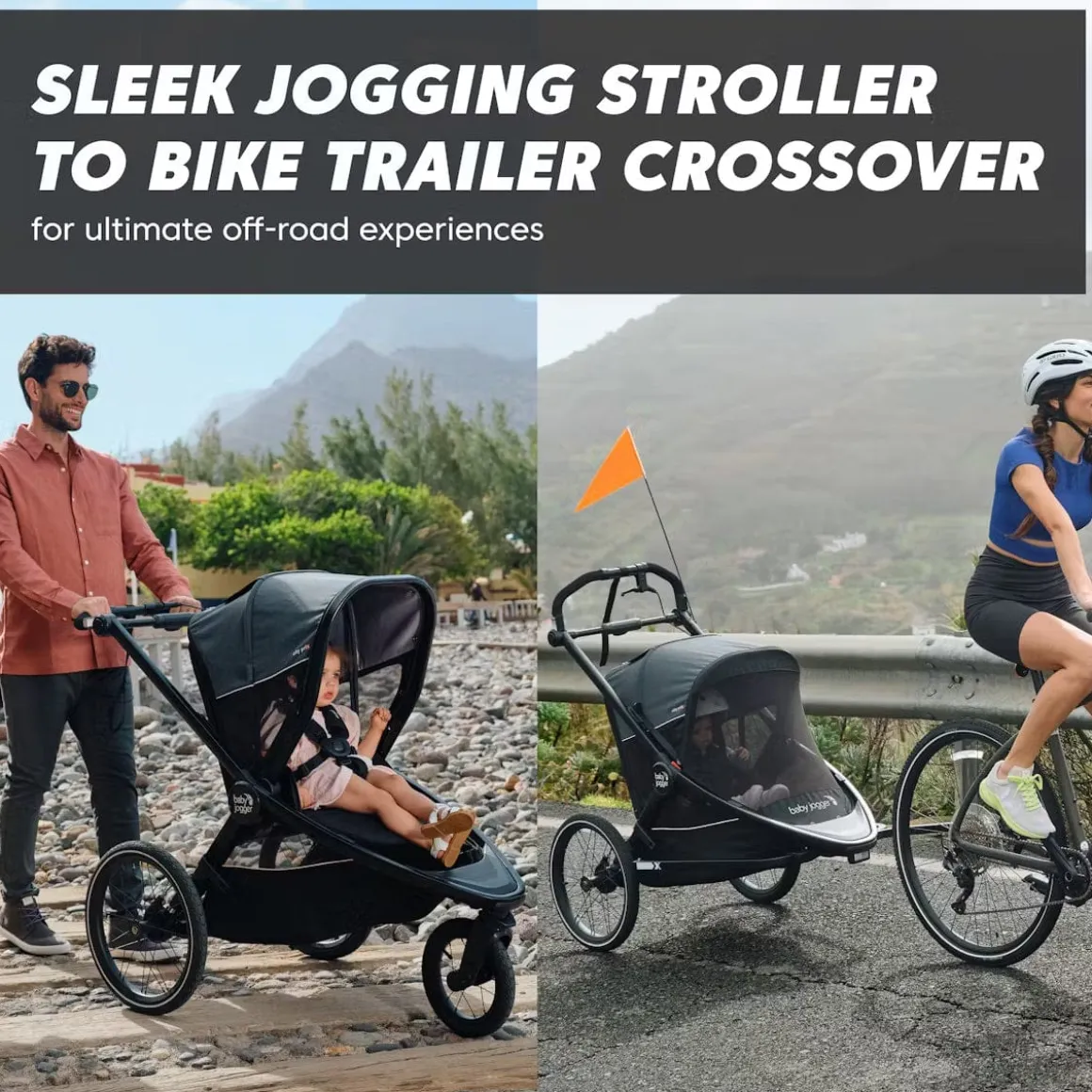 Baby Jogger City Prix Jogger + Bike Trailer + Weather Shield Bundle - Ambition Black