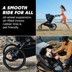 Baby Jogger City Prix Jogger + Bike Trailer + Weather Shield Bundle - Ambition Black