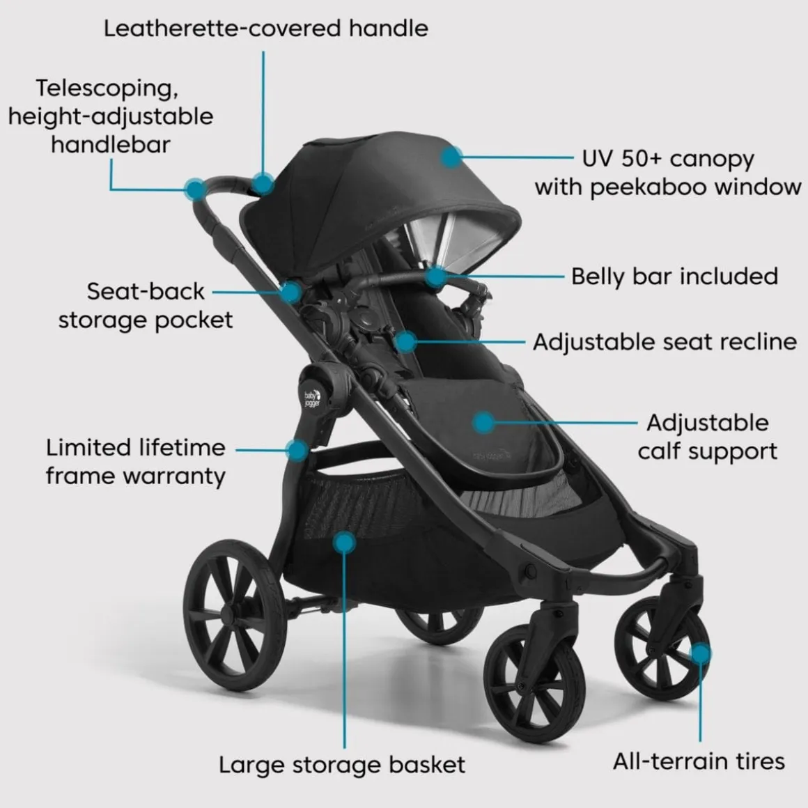 Baby Jogger City Select 2 Double Stroller Bundle - Eco Collection - Frosted Ivory