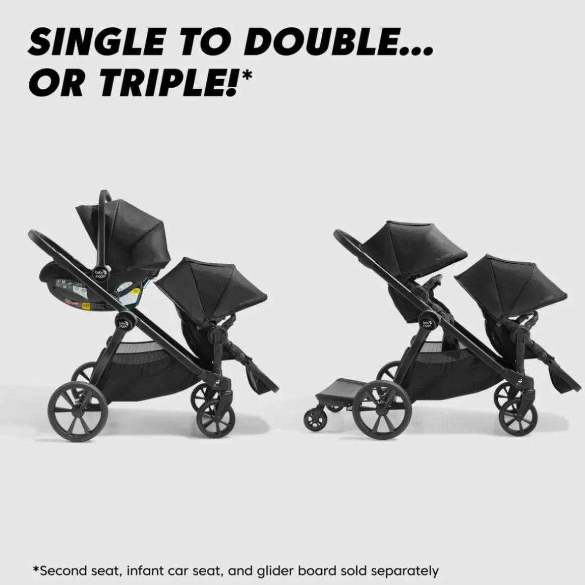 Baby Jogger City Select 2 Double Stroller Bundle - Eco Collection - Frosted Ivory