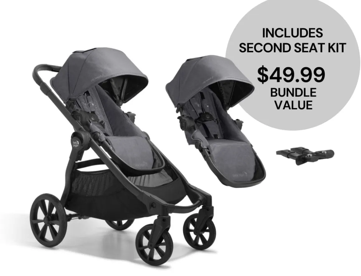 Baby Jogger City Select 2 Double Stroller Bundle - Radiant Slate