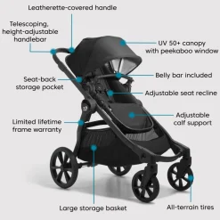 Baby Jogger City Select 2 Single-to-Double Stroller - Eco Collection - Frosted Ivory