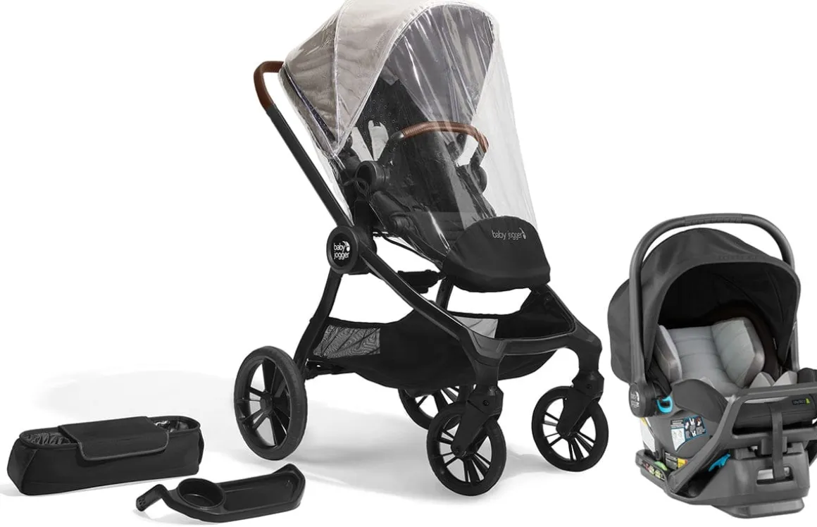 Baby Jogger City Sights + City GO 2 Travel System + Accessory Bundle - Frosted Ivory / Slate