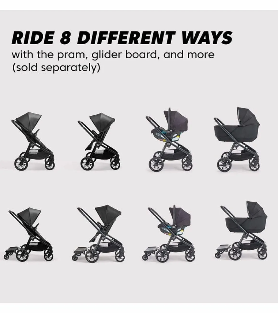 Baby Jogger City Sights + City GO 2 Travel System + Accessory Bundle - Frosted Ivory / Slate