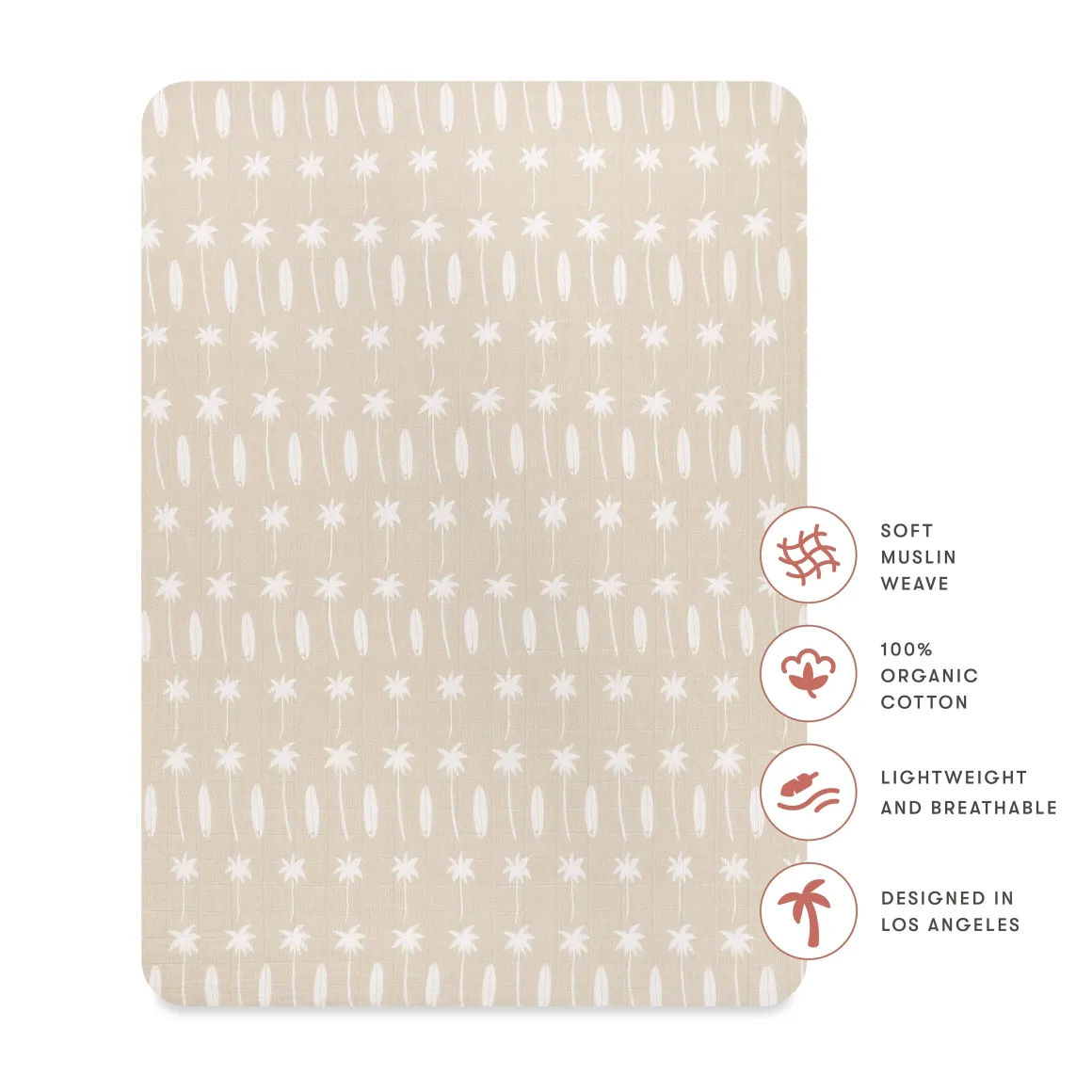 Babyletto All-Stages Midi Crib Sheet in GOTS Certified Organic Muslin Cotton - Beach Bum