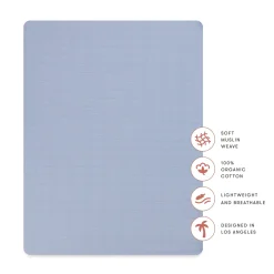 Babyletto All-Stages Midi Crib Sheet in GOTS Certified Organic Muslin Cotton - Dewdrop