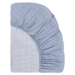 Babyletto All-Stages Midi Crib Sheet in GOTS Certified Organic Muslin Cotton - Dewdrop