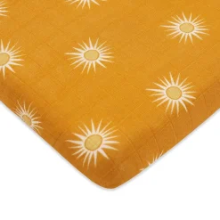 Babyletto All-Stages Midi Crib Sheet in GOTS Certified Organic Muslin Cotton - Golden Hour