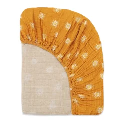 Babyletto All-Stages Midi Crib Sheet in GOTS Certified Organic Muslin Cotton - Golden Hour