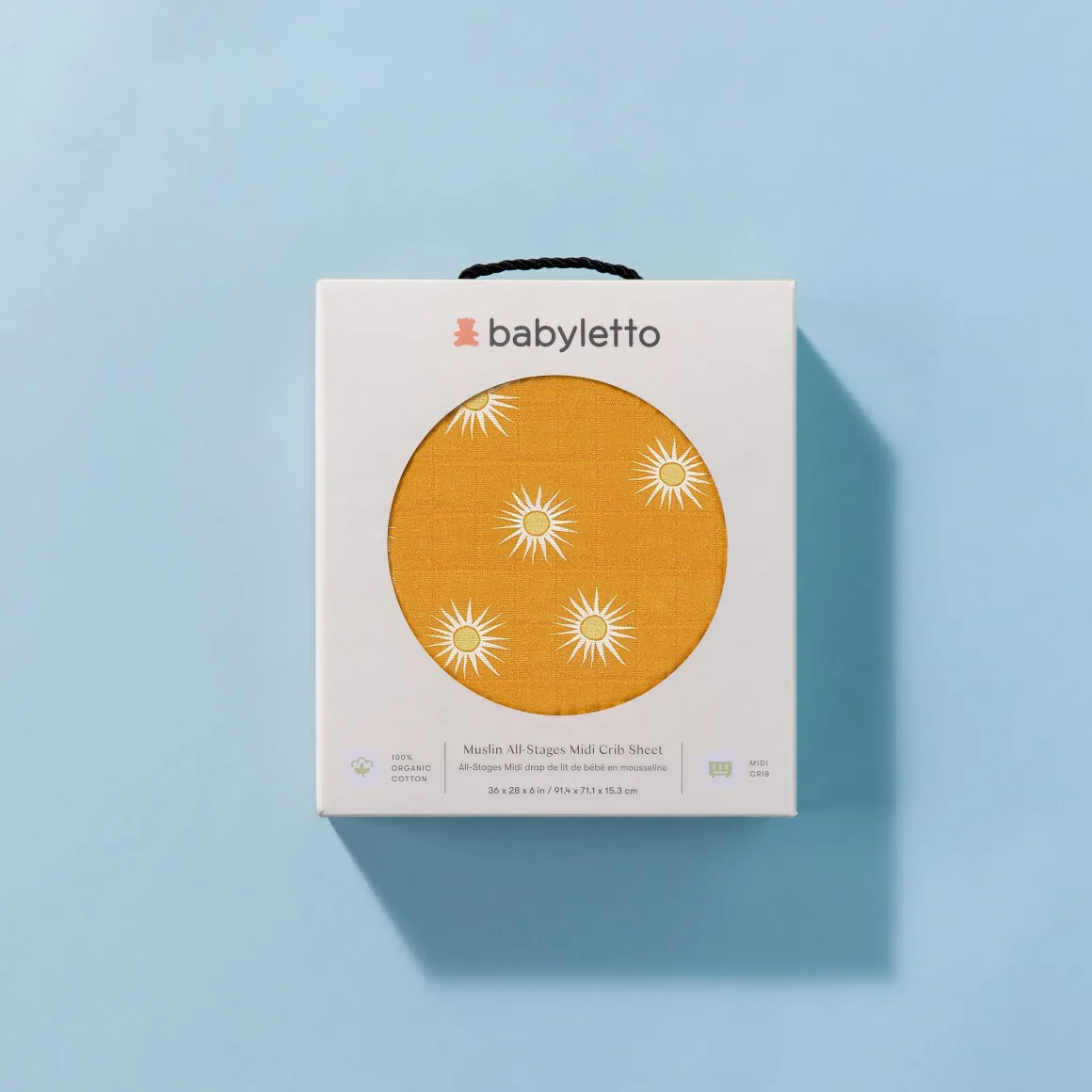 Babyletto All-Stages Midi Crib Sheet in GOTS Certified Organic Muslin Cotton - Golden Hour