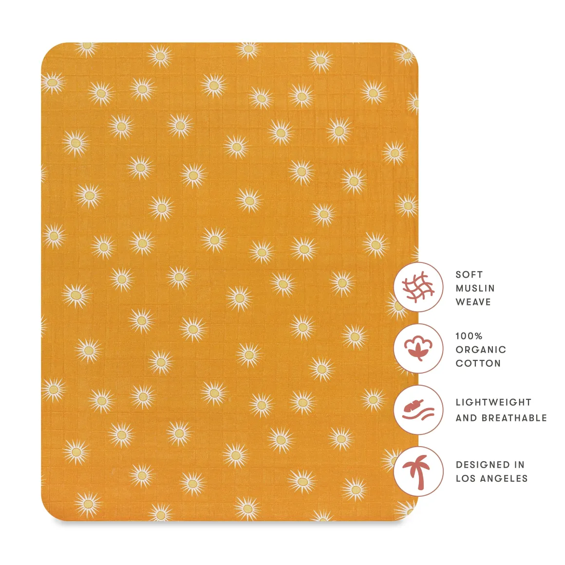 Babyletto All-Stages Midi Crib Sheet in GOTS Certified Organic Muslin Cotton - Golden Hour
