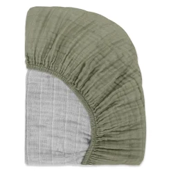 Babyletto All-Stages Midi Crib Sheet in GOTS Certified Organic Muslin Cotton - Matcha