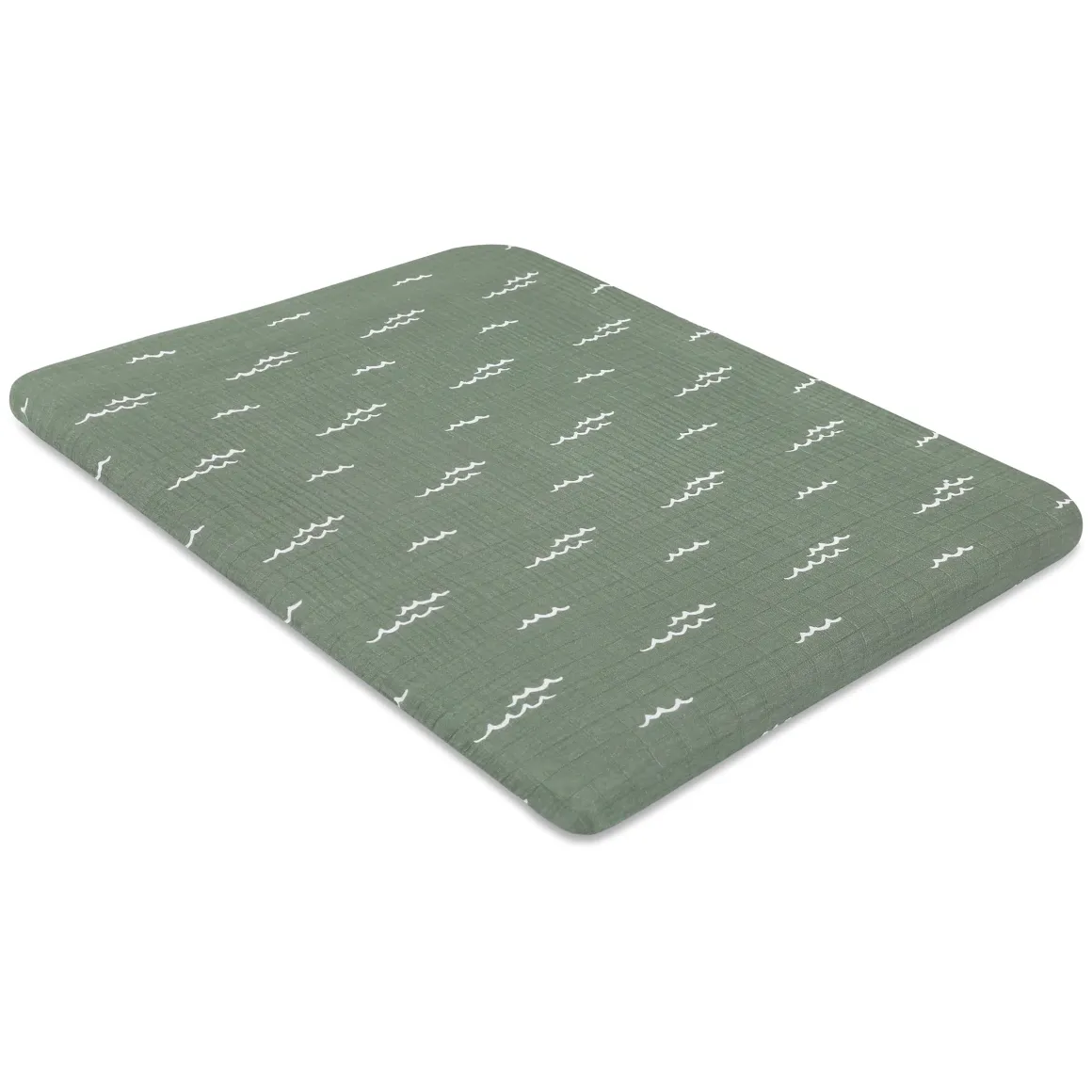 Babyletto All-Stages Midi Crib Sheet in GOTS Certified Organic Muslin Cotton - Ocean Waves