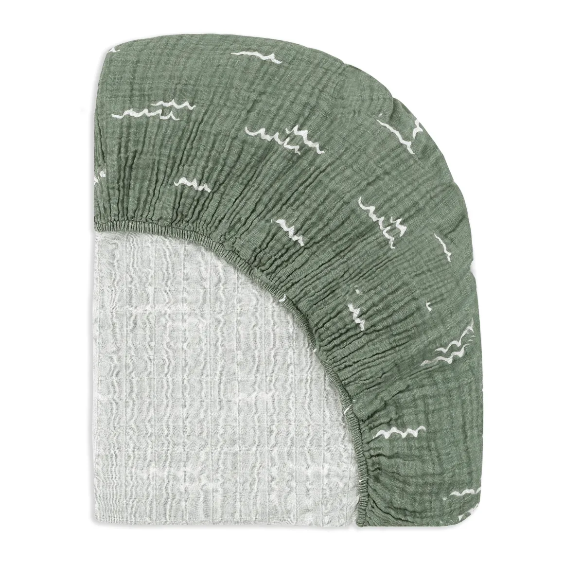 Babyletto All-Stages Midi Crib Sheet in GOTS Certified Organic Muslin Cotton - Ocean Waves