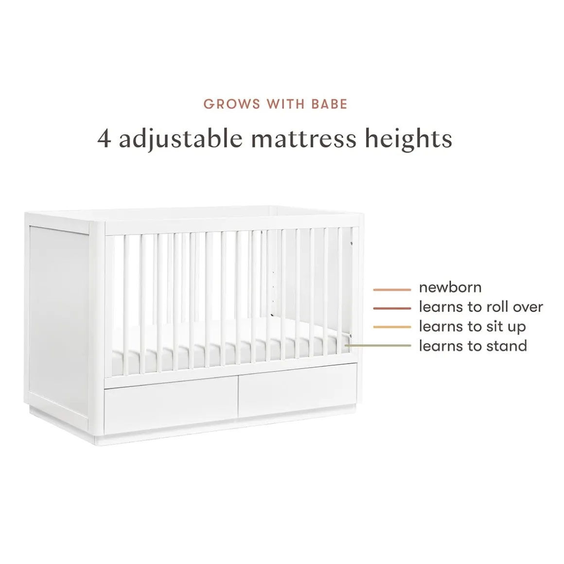 Babyletto Bento 3-in-1 Convertible Storage Crib w/ Toddler Bed Conversion Kit - White