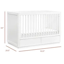 Babyletto Bento 3-in-1 Convertible Storage Crib w/ Toddler Bed Conversion Kit - White
