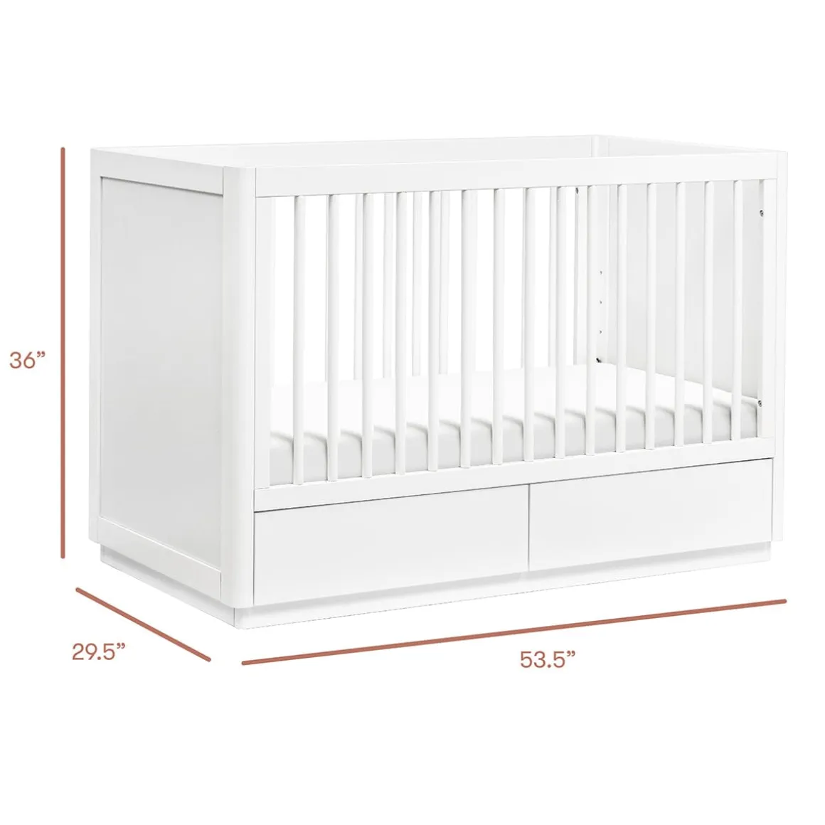 Babyletto Bento 3-in-1 Convertible Storage Crib w/ Toddler Bed Conversion Kit - White