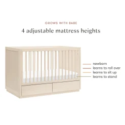 Babyletto Bento 3-in-1 Convertible Storage Crib w/Toddler Bed Conversion Kit - Washed Natural