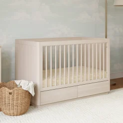 Babyletto Bento 3-in-1 Convertible Storage Crib w/Toddler Bed Conversion Kit - Washed Natural