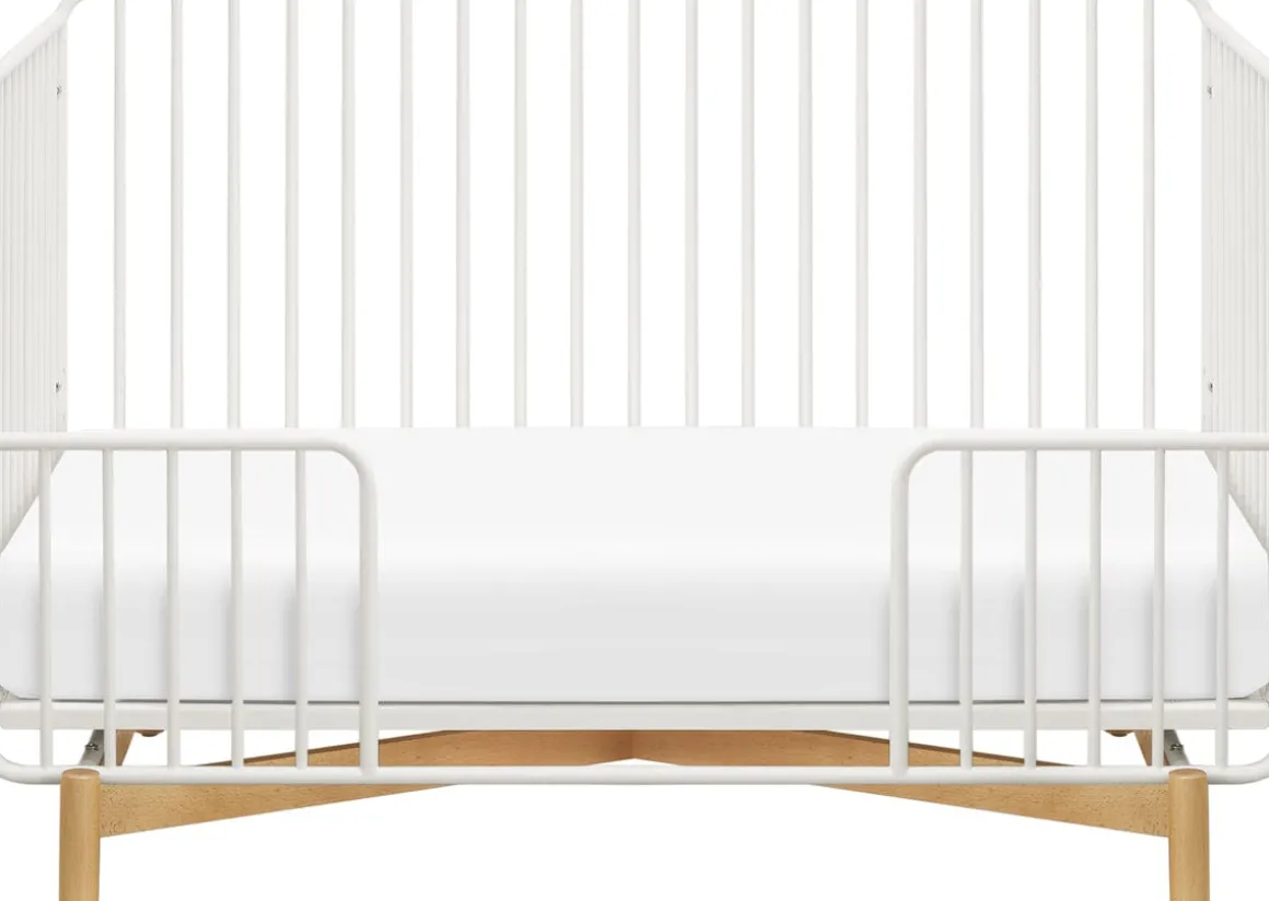 Babyletto Bixby Metal Crib with Toddler Bed Conversion Kit - Warm White / Natural Beech