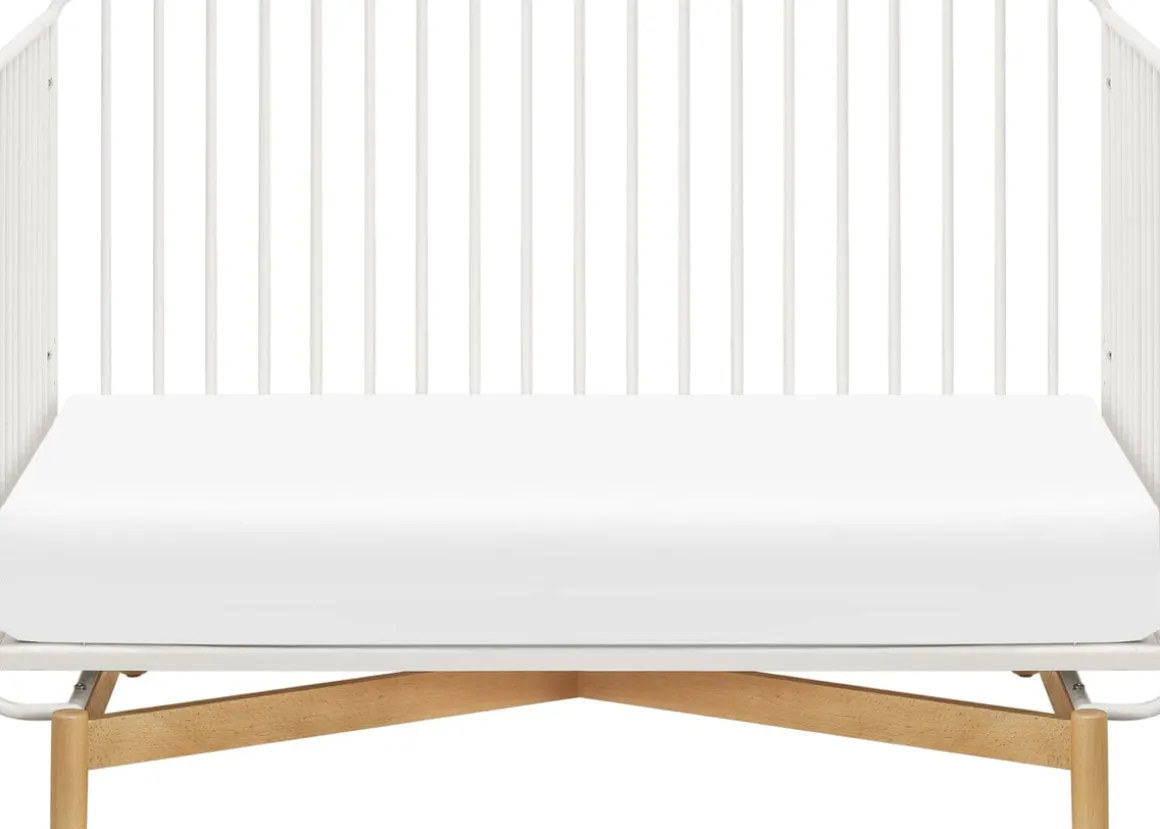 Babyletto Bixby Metal Crib with Toddler Bed Conversion Kit - Warm White / Natural Beech